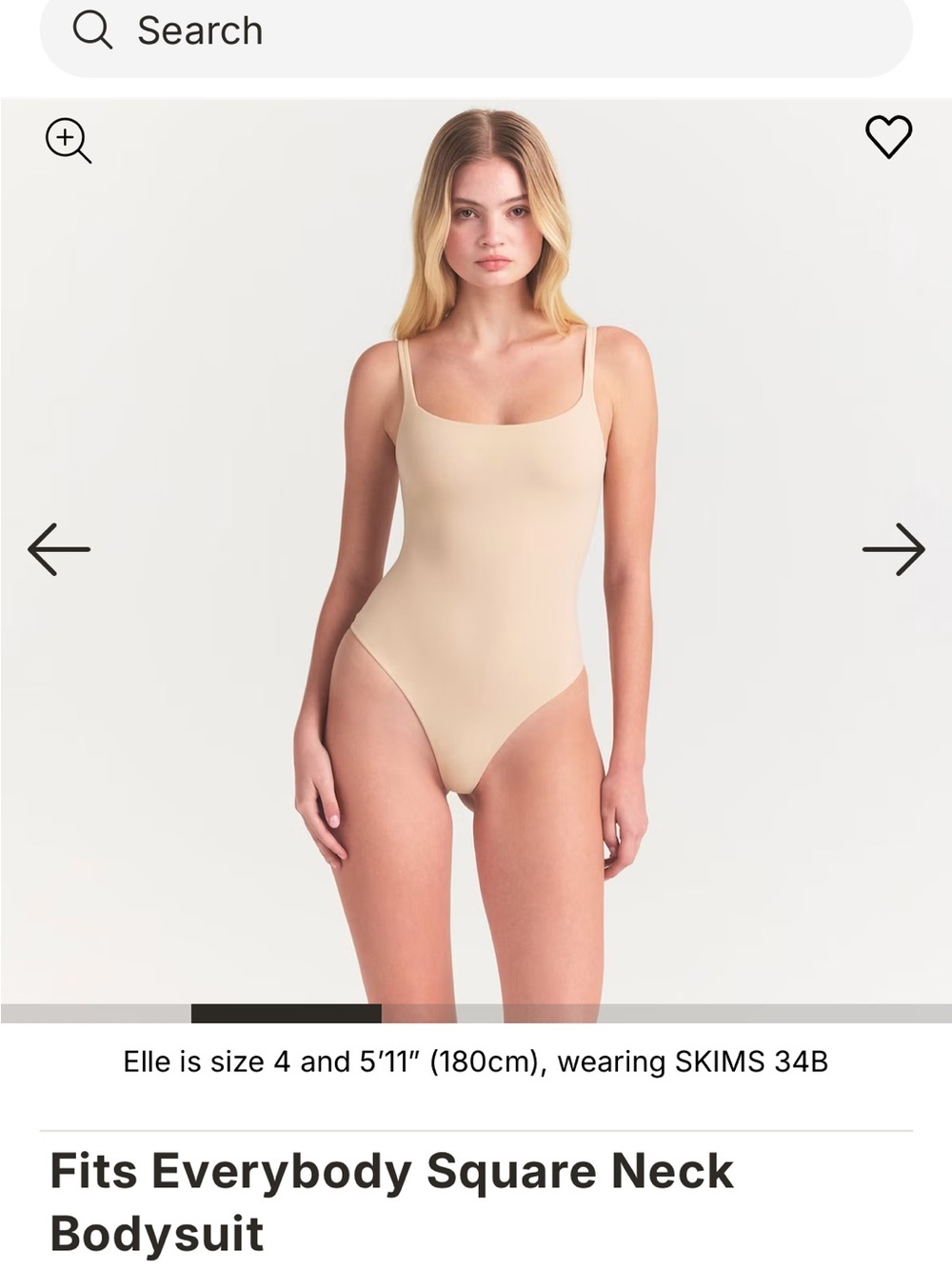 SKIMS Fits Everybody Square Neck Bodysuit Sand xs